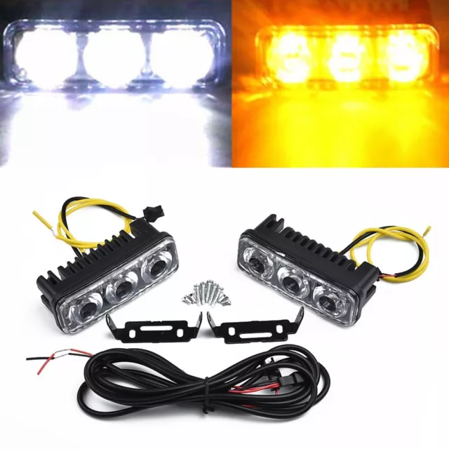 Pack moderne de 2 feux de jour voiture de jour blanc ambre clignotant DRL feu av