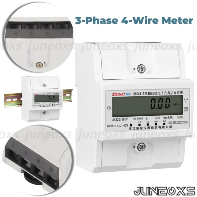 3-Phase 4-Wire LCD Digital Electricity Power Energy Meter 3x200/380V 5(100A) 4P