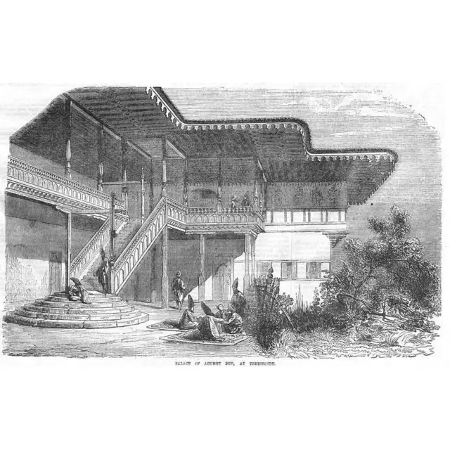 TÜRKEI Palast von Ahmed Bey in Trebizond - antiker Druck 1855