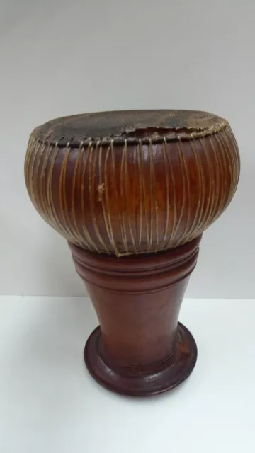 Small Vintage African Djembe Hand Held Drum Snakeskin Leather