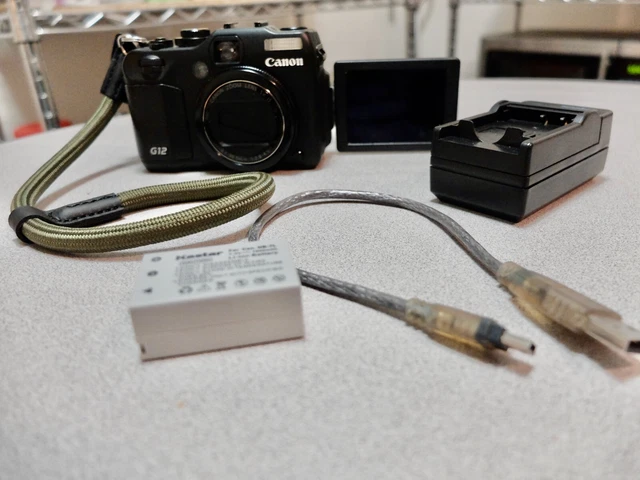Canon PowerShot G12 Digital Camera w/ Battery, Charger, & Strap