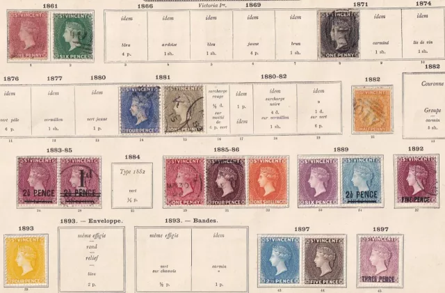 St Vincent 1861 Collection of 18 CLASSIC stamps / HIGH VALUE!