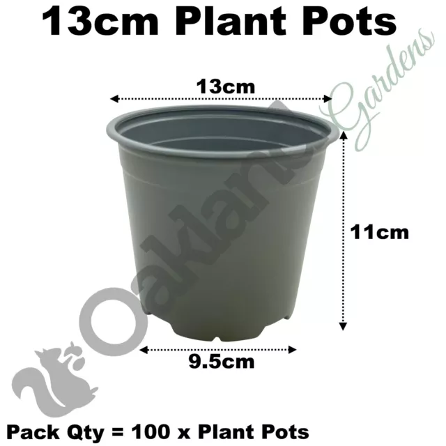 13cm Plant Pots 1 Litre Grey Plastic Tall Deep Full Seed Flower Pot Qty = 100