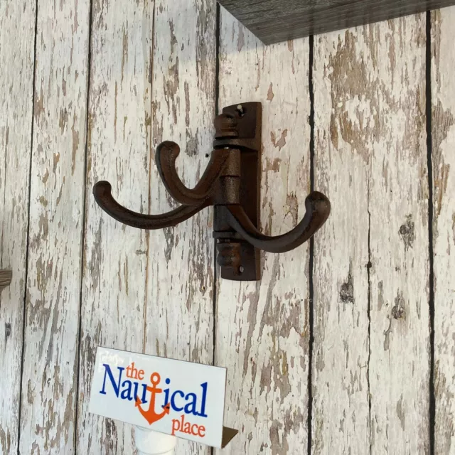Cast Iron Swivel Triple Wall Hook - Towel Hanger - Coat, Hat, Key Rack -Nautical