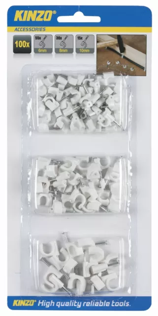 Clip per cavi Kinzo fascette per cavi 100 pezzi 6/8/10 mm Clip per cavi Kinzo fascette per cavi 100 pezzi 6/8/10 mm
