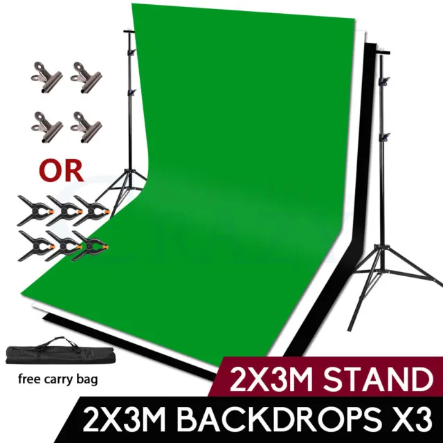 2x3m Photo Backdrop Stand Kit/Studio Background Support/Black White Green Screen