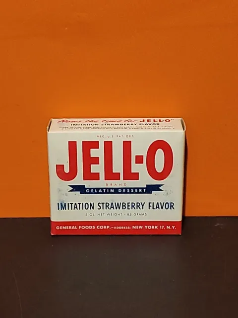 Vintage 1950s Jello Jell-O Gelatin Dessert Imitation Strawberry Flavor ~ NoS NIB