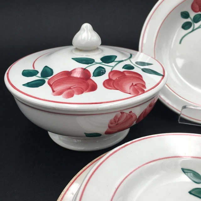 Ancienne Dinette En Faïence Fine HBCM - Années 1930 - Lot De 31 Pièces (sans La Saucière Abîmée)