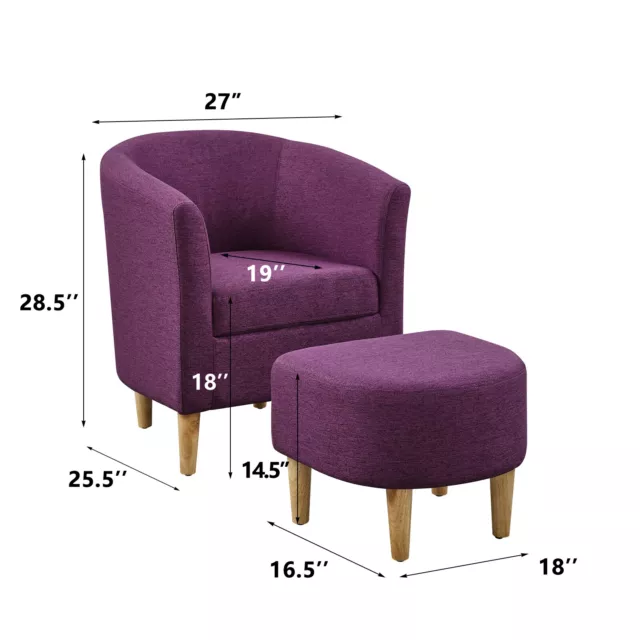 Upholstered Living Room Couch Modern Single Sofa Chair With Ottoman Footrest US