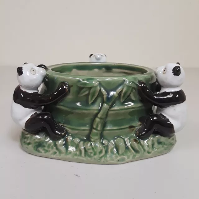 Asian Panda Bear Planter Lucky Bamboo Pot Chinese Decor 3