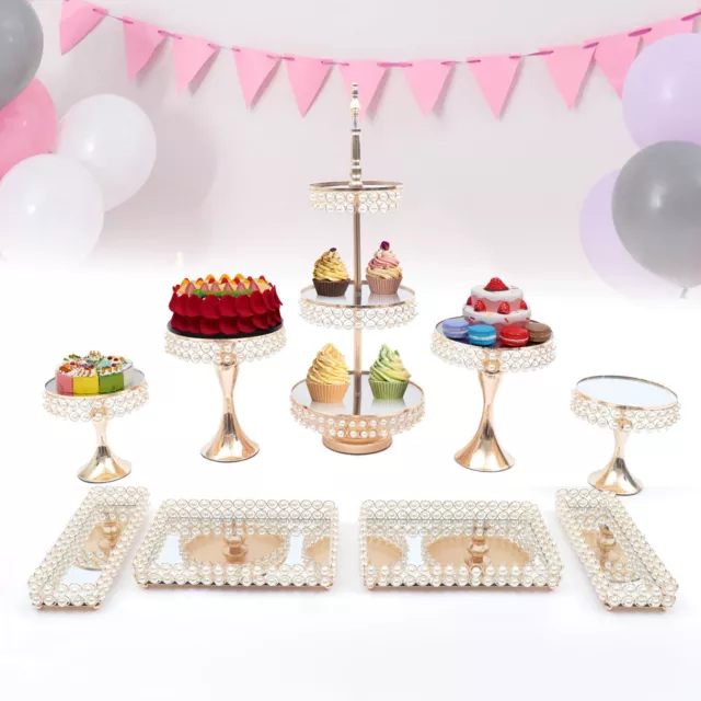 9 x Etagere Glas Servierplatte Gebäck 3-stöckig Obst Käse Cupcake Muffin Ständer