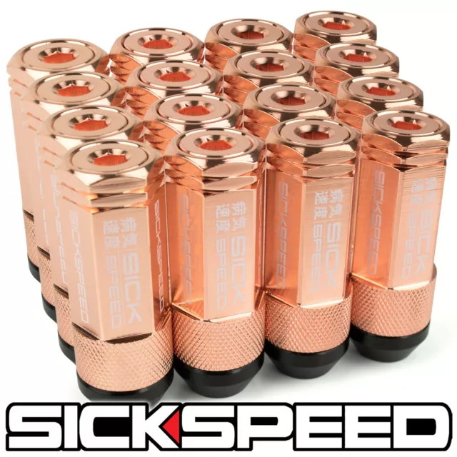 SICKSPEED 16PC Rosa Oro Cappuccio Alluminio Esteso 50MM 3 PC Manico Dadi 12X1.5