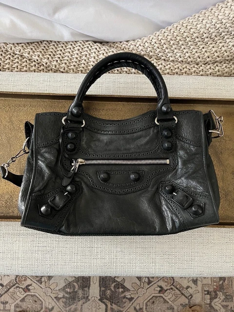 Balenciaga Giant Brogues Covered Work Bag Black Leather Large Satchel
