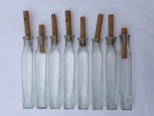 2 x alte kleine Medizin Glas Apotheke Apotheker Flasche grün lang ca. 9,5 cm