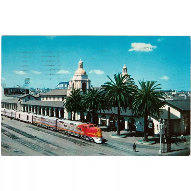 San Diego, CA California Santa Fe Station Depot Train Vintage Postcard