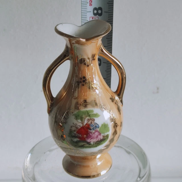 MINI VASE AMPHORE PORCELAINE LIMOGES? FRANCE signé couronne OCRE et