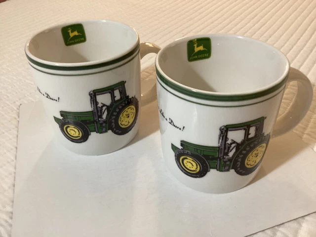 John Deere Tractor  Gibson “Nothing Runs Like a Deere!” Coffee Mugs SET of 2 NEW