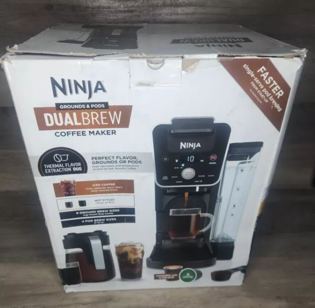Ninja Coffee Maker Dual Brew CFP205A 12 Cup K-Cup Carafe Damaged Box MSRP  $199 622356569712