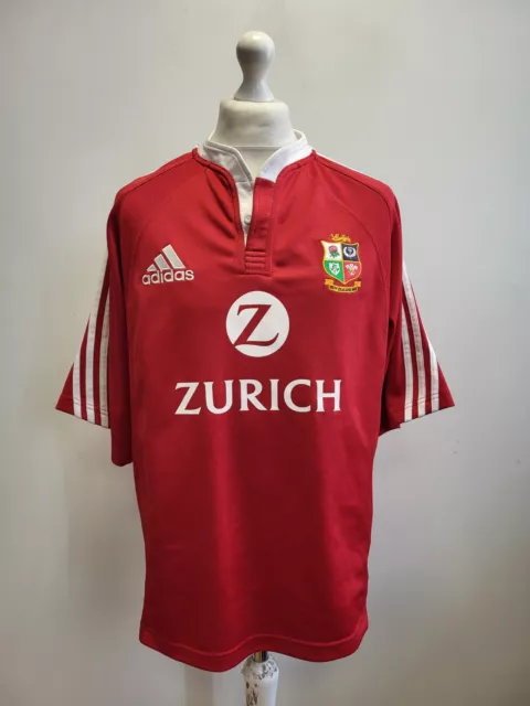 Jj743 Mens The Lions New Zealand 2005 Adidas Red Home Rugby Shirt Uk L Eu 54