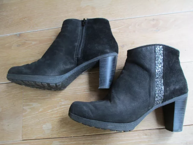 TBE ! Superbes LOW BOOTS à Talons REQINS en CUIR Noir Pointure 38