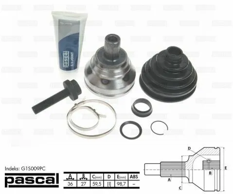 PASCAL G1S009PC Joint Kit, drive shaft for AUDI,SEAT,SKODA,VW