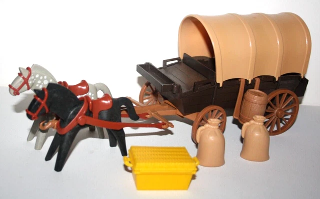 Playmobil vintage Farwest, Western 3785, le chariot bâché Sudistes
