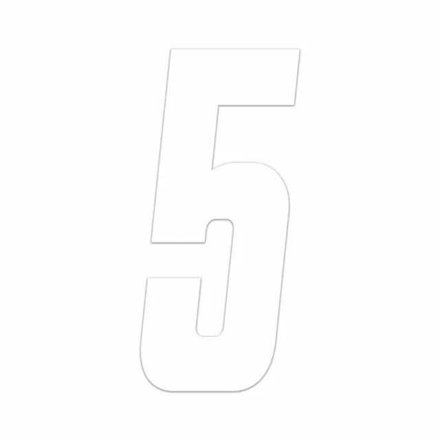 Adhésif Numéro Course pour Moto Cross " 5 ", Blanc 21 CM