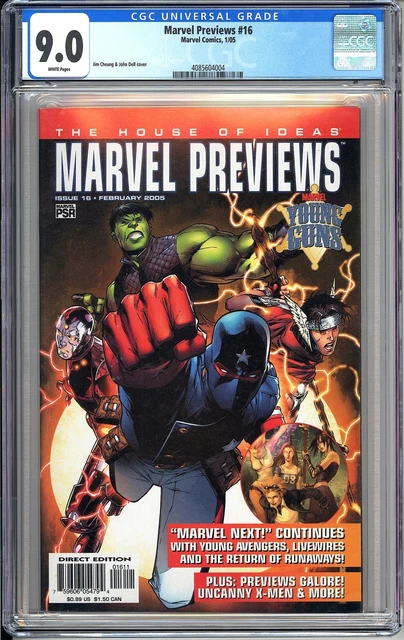 Marvel Previews 16 CGC 9.0 4085604004 Young Avengers Predates Uncanny X-Men