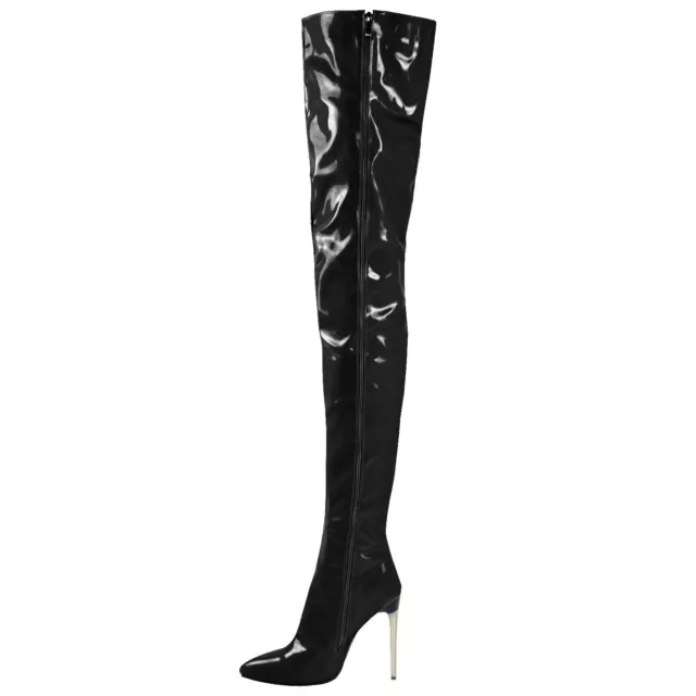 11cm Womens Zip Thigh High Over Knee Boots Pointy Toe Stiletto High Heels Shoes