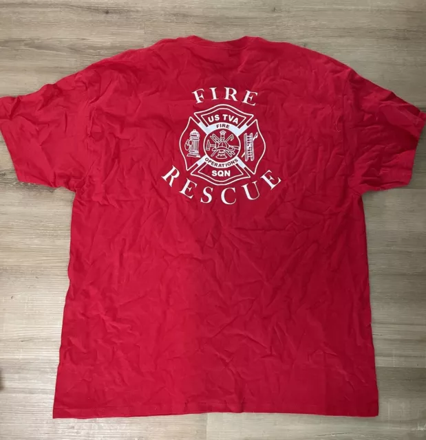 TVA Tennessee Valley Firefighter Shirt Men’s XXL 2XL Red Vintage 90's