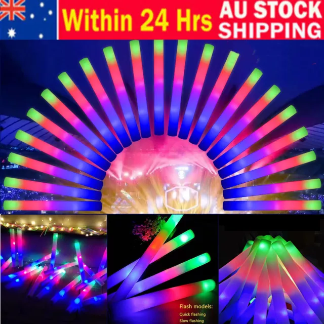 50-1020 Pcs LED Foam Sticks RGB Thunder Wand Flashing Light Rave Glow Sticks AU
