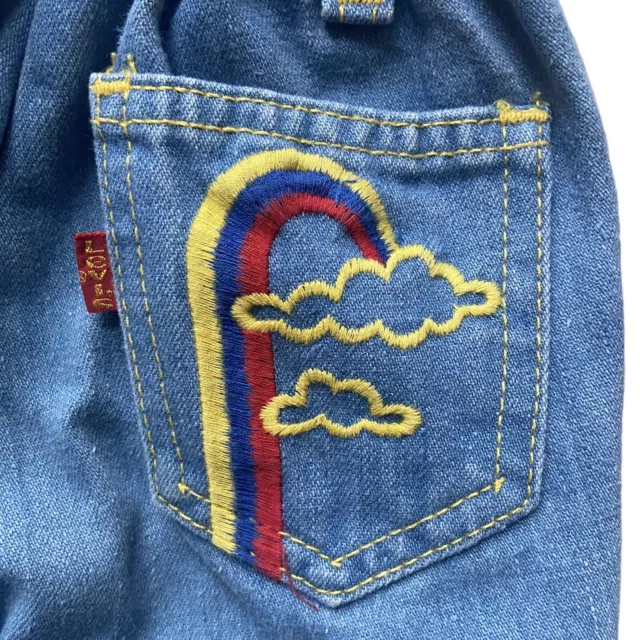 Rare Vintage Kids Levis Jeans Rainbow Embroidery 1979-1981 Timeframe