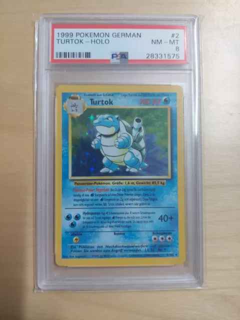 1999 Pokemon Deutsch Base Set Turtok Holo #2 PSA 8