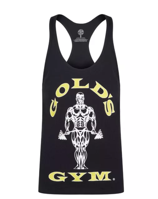 GOLD`S GYM Iconic Men Muscle Joe Sleeveless Workout Training Tank Vest Top BLACK