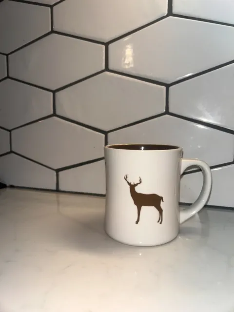 Starbucks 2008 Coffee Mug Deer Elk Stag Antlers Embossed 12oz Brown Interior