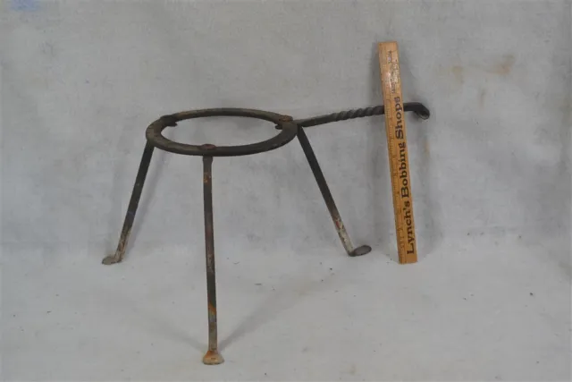 fireplace trivet kettle pot stand forged iron 18th 19th c primitive antique