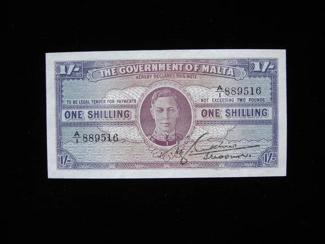 Malta P-16 ND 1943 1 Shilling AU-UNC