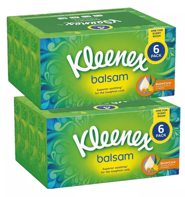 Kleenex Balsam Facial Tissues Aloe Vera With VitaminE Soft Protect 6 or 12 Boxes