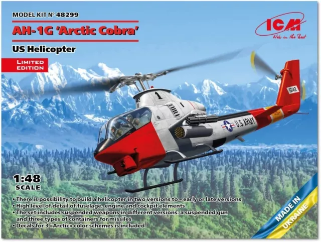 ICM 1/48 US Army AH-1G 'Arctic Cobra' US Helicopter Plastic Model Kit 48299 New