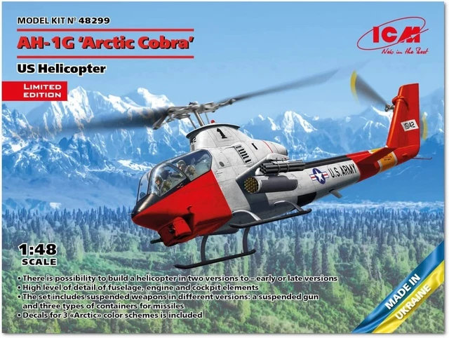 ICM 1/48 US Army AH-1G 'Arctic Cobra' US Helicopter Plastic Model Kit 48299 New