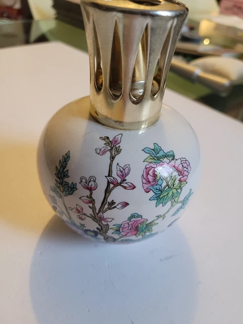 RARE LAMPE BERGER en PORCELAINE DE LIMOGES - OISEAU MOUCHE et FLEURS