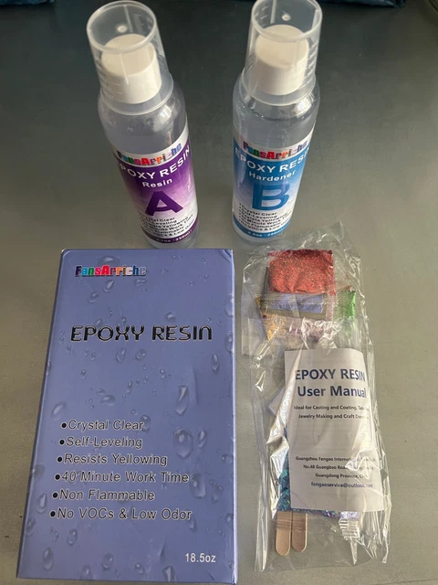 FansArriche Epoxidharz Starter Set Anfänger 500ml, Glasklar Epoxy Resin 18.5 OZ