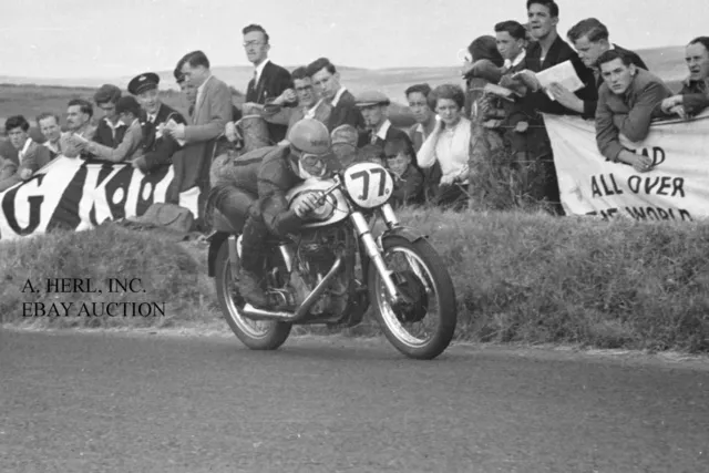 Norton 350cc factory racer Jack Brett 1953 Ulster Grand Prix motorcycle racing