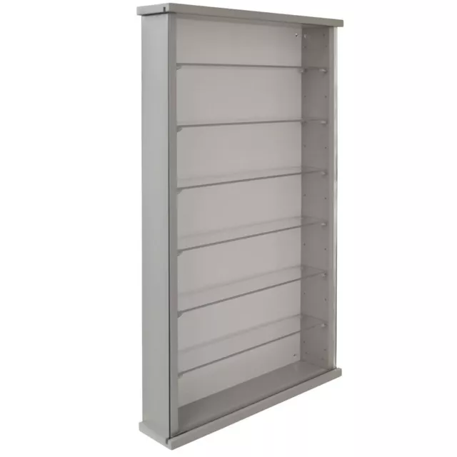 Wall Display Cabinet Grey MDF Wood 6 Glass Shelves 3304OC