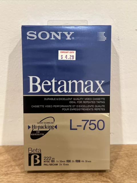 Sony L-750 Betamax Blank Media Video Cassette 222-Minute HiFi Beta Players