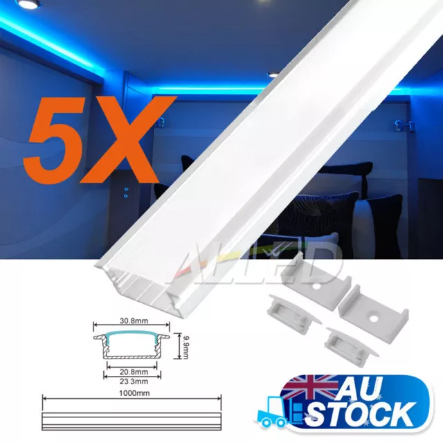 5X 1M Alloy Channel Aluminium Bar Extrusion for RV LED Strip Kitchen Cabin Light