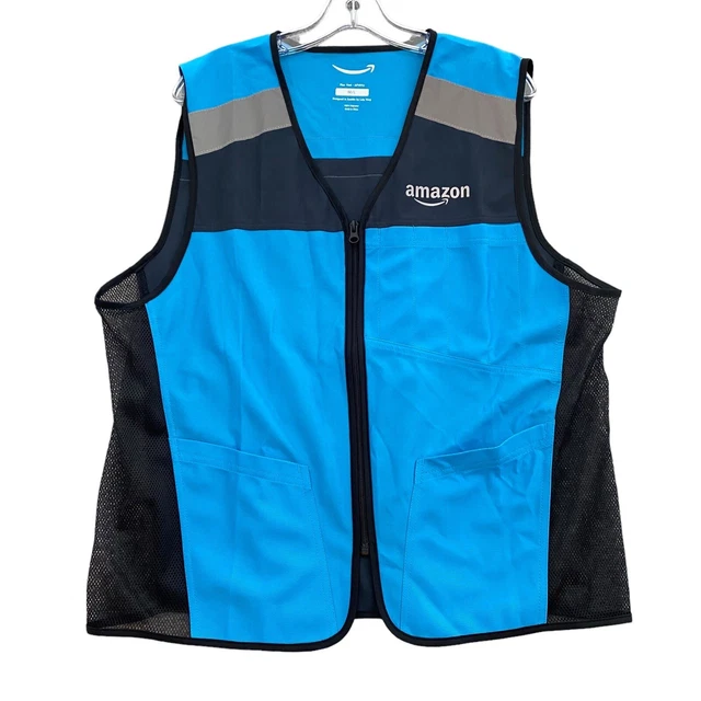 Amazon Prime Vest Unisex Size M / L Blue Reflective Driver Delivery Uniform Work