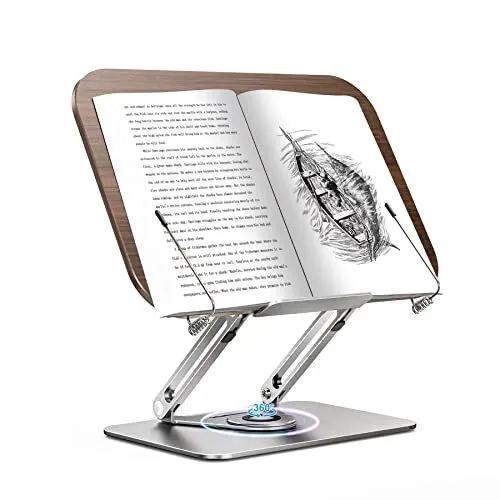360° Rotating Book Stand for Reading,  Cookbook Holder, Adjustable Multi