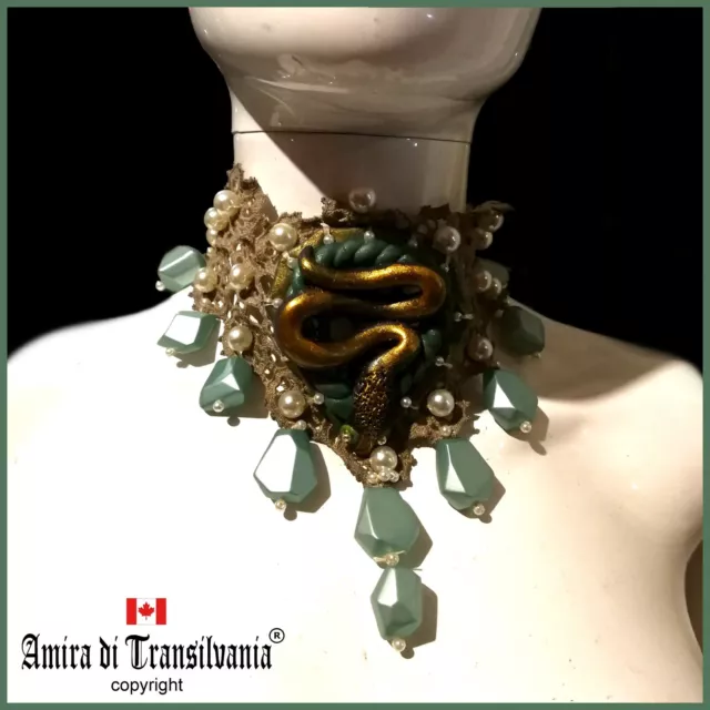 choker jewelry woman necklace snake collier embroidered collar pearl statement