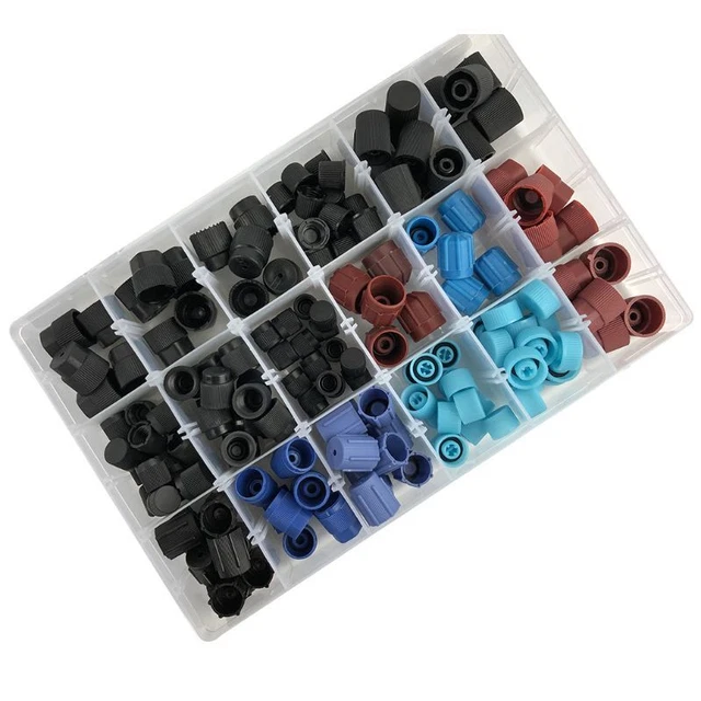 170pcs Universal A/C R134a R12 High Low Side for  Core Service Port Dust Ca